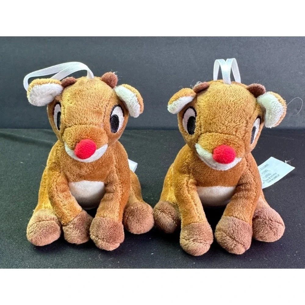 Hallmark Rudolph Red Nosed Reindeer Plush Christmas Ornament‎ Set of 2